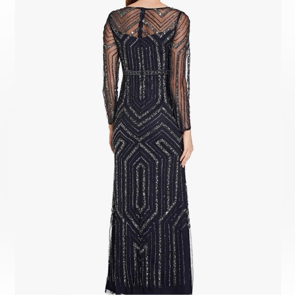 Adrianna Papell Geometric sequin embellished Midnight Navy blue evening dress - Picture 4 of 4